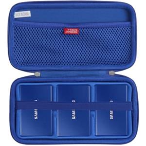 Hermitshell Custodia rigida da viaggio per Samsung T7/T7 Touch SSD portatile 1TB 2TB 500GB USB 3.2 unità a stato solido esterna (custodia per 3 hard disk, blu zaffiro)