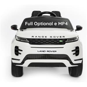 BABYCAR Range Rover Evoque MP4 elettrica per bambini 12V - Macchina elettrica per bambini 2 Posti Full Optional - Sedili in Pelle Porte apribili Telecomando e Soft Start (Bianco)