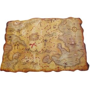 P'Tit Clown - 20019 - Mappa del Tesoro - Treasure, Gold Map - Accessorio per Decorazione Compleanni Bambini, Carnevale, Halloween, Caccia al Tesoro - 29 x 45 cm