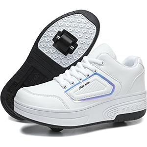 LYBANG Bambini Skateboard Scarpe Sportive con Doppia Rotelle Retrattile Sneakers Outdoor Multisport Moda Running Calzature da Ginnastica per Bambini Regalo di Compleanno