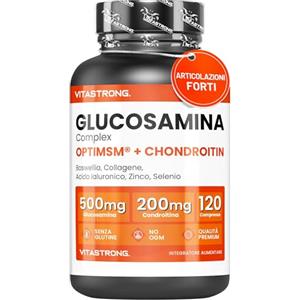 Vitastrong. Glucosamina Condroitina con MSM, Collagene e Acido Ialuronico, Zinco, Selenio, Mangenese, Boswellia Vitastrong, Glucosamine Complex MSM Integratore, Ossa, Articolazioni, Cartilagine, Qualità Premium