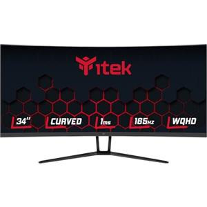 ITEK Gaming Monitor GGC - 34 Curvo R1500, 3440x1440 (Ultra WQHD), HDR400, VA, 165 Hz, 1 ms, FreeSync, G-Sync, Adaptive Sync, 2xHDMI, 2x Display Port, Flicker Free