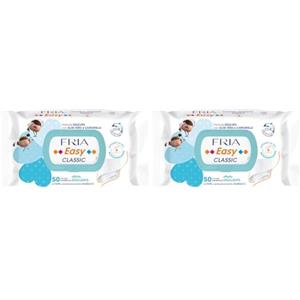 Fria Easy Classic Carta Igienica Umidificata con Aloe Vera ad Effetto Emolliente, Tessuto Gettabile nel WC, Dermatologicamente Testate, Confezione da 50 Salviette