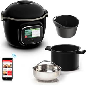 Moulinex Cookeo Touch Wifi Multicooker intelligente ad alta pressione + stampo per dolci 18 cm, 6 L, touch screen, 250 ricette integrate, applicazione Moulinex YY5297FB, nero