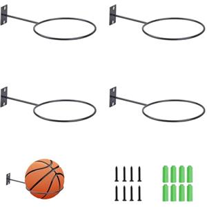 SVUPUE Supporti da Parete per Pallacanestro, 4 Pezzi Porta Palla da Basket Muro, con 8 viti e 8 Tubi di Espansione, per Basket Calcio e Rugby, Nero