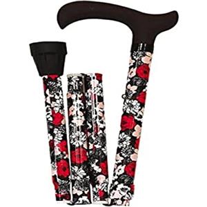 Queralto Bastone per anziani, Da passeggio, Advance, Stampelle, Alluminio, Estendibile, Pieghevole, colore Fiori Rossi