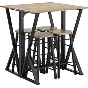 SoBuy Tavolo cucina con 4 sgabelli, tavolo bar pieghevole L40-80cm*P80cm*A89 cm vintage style OGT24-N