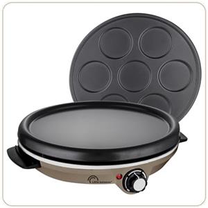 LITTLE BALANCE 8694 Crepiera Duo 1000 noce moscata, crepiera elettrica 2 in 1: frittelle e pancake, 2 piastre rimovibili, antiaderenti, termostato regolabile, 1000 W, noce moscata