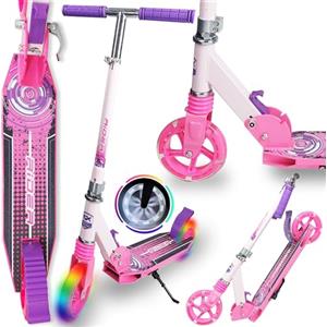 WeLLIFE Rider Monopattino Pieghevole per Bambini e Ragazzi, Urban Scooter in Alluminio con Ruote LED da 145 mm, Manubrio Regolabile in 3 Altezze, Freno a Pedale, fino a 100 kg