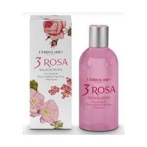 L'Erbolario Bagnoschiuma 3 Rosa 250 ml - Detergente corpo addolcente e protettivo con estratti di Pepe rosa e Rosa centifolia