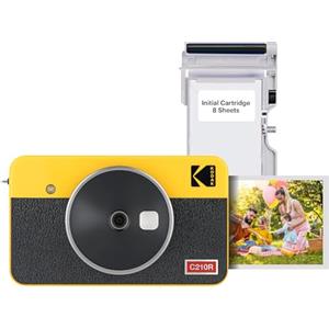KODAK Mini Shot 2 Retro 4PASS 2-in-1 Fotocamera Istantanea & Stampante Fotografica (5.3x8.6cm) + 8 Fogli, Giallo