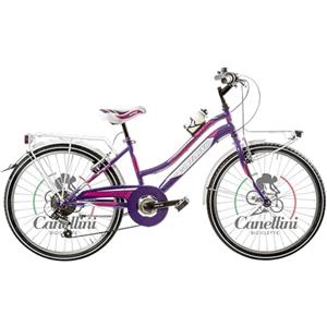 BICICLETTE CANELLINI Bicicletta Bambina MTB 24 LINCY 6V - Ruote 24 (viola/fuxia)