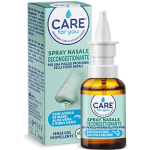 Care For You Spray Decongestionante Nasale 20ml - Con Acqua di Mare, Aloe Vera e Ribes Nero, Senza Gas Repellente