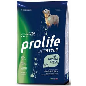 Prolife Cibo per Cani Adulto Medium/Large Light con Merluzzo e Riso - 2,5 kg