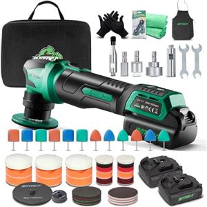 BATOCA S4 Lucidatrice professionale Batteria,Rotativa Orbitale,25mm/75mm Tamponi,Lucidatrice per Auto,Kit Lucidatura Multiuso,Motore Senza Spazzole,2 Batterie 12V 2.5Ah,4 Velocità 2000-5500RPM