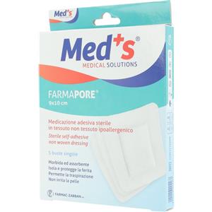 FARMAPORE Meds Pore Medicazione Adesiva Sterile 10x9 cm - 5 Pezzi in Tessuto Non Tessuto