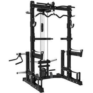 JK Fitness JKV74 - Power Rack con Lat Pulley, Portata Max Utente 150 kg, Dimensioni 171,5 x 115 x 214 cm