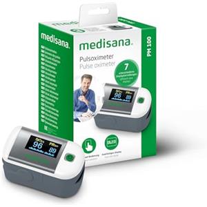 Medisana PM 100, misurazione di saturazione dell'ossigeno nel sangue, pulsossimetro da dito con display OLED e funzionamento one-touch