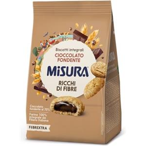 Misura Biscotti Integrali Ripieni di Cioccolato Fondente Fibrextra | 100% Farina Integrale | Ricchi in Fibre | Confezione da 260 grammi