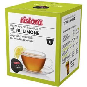 Ristora 10 CIALDE CAPSULE COMPATIBILI DOLCE GUSTO RISTORA PREPARATO SOLUBILE PER BEVANDA DI TE' A LIMONE ORIGINALI