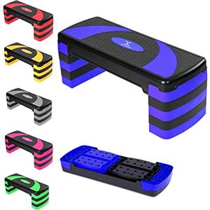 MAXSTRENGTH Stepper aerobico, 5 livelli di gradini regolabili, ideale per palestra domestica, fitness, allenamento, cardio, yoga (rosso)