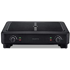 Rowenta KG900812, Smokeless Grill, Griglia, 70% di fumo in meno, Meno odori, 2 zone di cottura indipendenti, 2000 W, Nero
