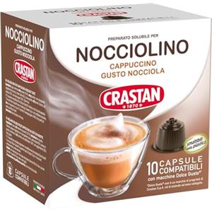 CRASTAN 1870 - Capsule compatibili Dolce Gusto - Nocciolino (Cappuccino al Gusto Nocciola) - 1 Box da 10 - Senza Glutine