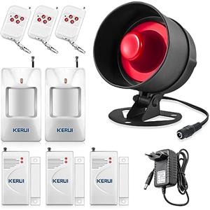 KERUI Allarme Casa Senza Fili, Ring Alarm Ultra Forte con Allarme Porta Telecomando Sensore Movimento Corno da Sirena, Antifurto Casa per Garage, Magazzino, Finestre, Camper, Shed