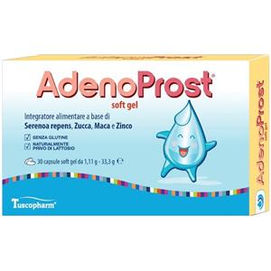 TUSCOPHARM AdenoProst 30 Soft Gel - Integratore per la Salute della Prostata con Serenoa Repens, Zucca e Maca