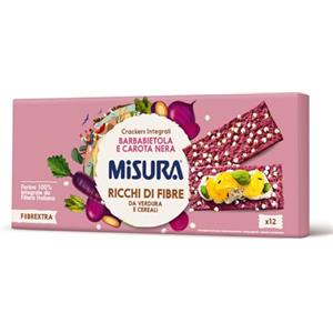 Misura Crackers Integrali con Barbabietola e Carota Nera Fibrextra | 15% di Fibre e 100% Farina Integrale | Confezione da 385 grammi