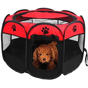 SOULONG - Box per animali domestici, pieghevole, automatico, rimovibile, per cani, gatti, in rete, per animali domestici, recinto di sicurezza, per interni ed esterni, rosso, 81 x 45 cm