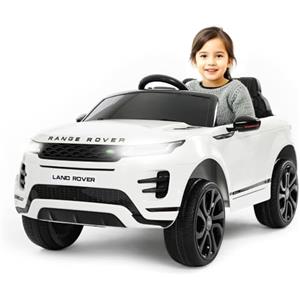 BABYCAR Range Rover Evoque MP3 elettrica per bambini 12V - Macchina elettrica per bambini 2 Posti Full Optional - Sedili in Pelle Porte apribili Telecomando e Soft Start (Bianco)