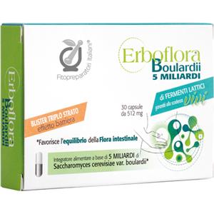 BIODUE Erboflora Boulardii 5 MLD - Integratore Probiotico in 30 Capsule per l'Equilibrio della Flora Intestinale