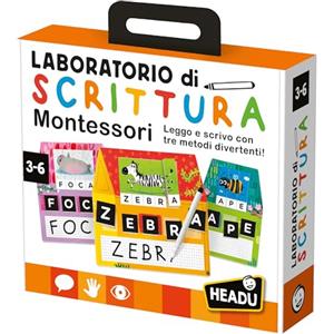HEADU - Laboratorio di Scrittura Montessori - Leggo e Scrivo con 3 Metodi Divertenti | Giochi Educativi 3 4 5 6 Anni, Gioco Montessori per Imparare a Leggere e Scrivere, Regalo Bambina Regalo Bambino