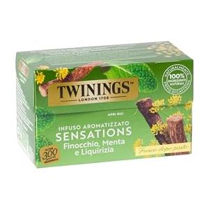 Twinings, Infuso Aromatizzato Sensations Finocchio, Liquirizia e Menta, Senza Caffeina, Gusto Morbido e Bilanciato, Infusi e Tisane, 6 Confezioni da 20 Filtri (120 Filtri Totali)