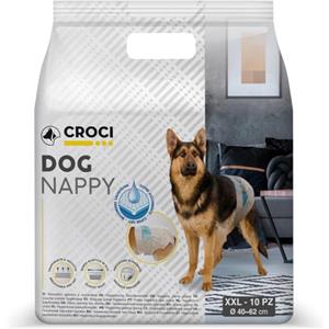 Croci Pannolini Igienici Dog Nappy XXL - Assorbenti, Antiodore, Usa e Getta, Chiusura Regolabile, 10 pz