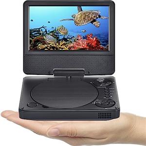 YOOHOO Mini lettore DVD portatile da 9,5 per auto e bambini con schermo girevole HD da 7,5 supporta tutte le regioni, multi regione, lettori DVD per auto per bambini, auricolare/USB/ingresso AV