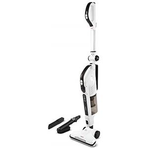 Polti Forzaspira Light e Clean, Scopa Elettrica con Filo, Senza Sacco, Tecnologia Ciclonica, Filtro HEPA, Spazzola con Luci, Parcheggio Verticale, Bianco e Grigio