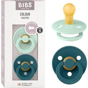 BIBS Colour Ciuccio confezione da 2 pezzi. Privo di BPA, Misura 1 (0-6 mesi), Nordic Mint/Forest Lake