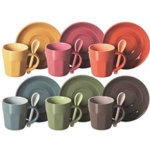 Excelsa Abbraccio Set Tazzine Da Caffè, Ceramica, 6pz, Multicolore, ‎5.5 x 5.5 x 6.5 cm, 1.47 Kg