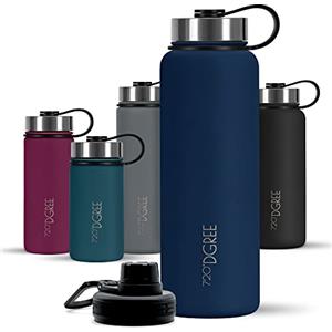 720°DGREE Borraccia termica 1,2 litri noLimit - Bottiglia acqua termiche in acciaio inox - Senza BPA - Borracce perfetto per bevande calde, fredde, università, ufficio, all'aperto +2 Coperchi