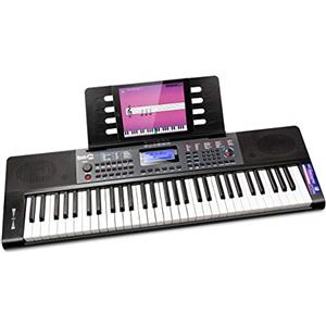 RockJam Pianoforte tastiera RockJam a 61 tasti con pitch bend, alimentatore, leggio per spartiti, adesivi per note di pianoforte e lezioni di pianoforte Simply Piano