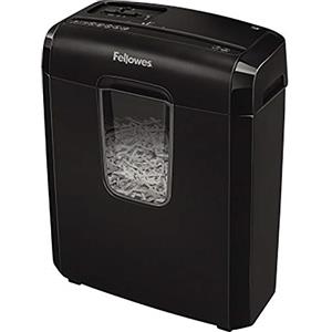 Fellowes Distruggi documenti a frammento 6C, 6 fogli, per casa e piccolo ufficio, uso personale, cestino da 14 litri, distruggidocumenti con blocco di sicurezza, nero