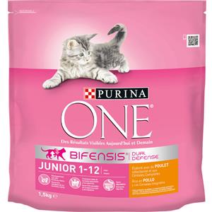 PURINA ONE Junior Crocchette per Gatti al Pollo - 1,5 kg, Supporto Immunitario e Salute del Pelo