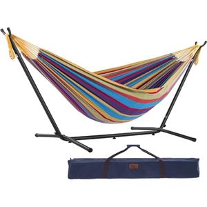 Vivere, Tropicale Doppi UHSDO8-20 Amaca con Supporto Brasiliana, Cotone, 250 cm, Portata 200 kg Borsa da Trasporto inclu, Doppia