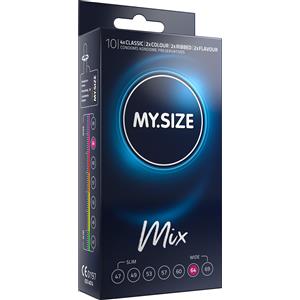 My.Size Preservativi Mix 64 mm - 10 pezzi (4 Classici, 2 Colorati, 2 Rigati, 2 Aromatizzati)