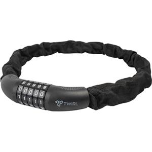 TWIRL Lucchetto a catena, lucchetto con combinazione, acciaio, nero