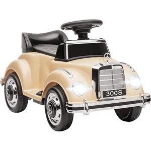HOMCOM Macchina Elettrica per Bambini, Auto per Bambini Mercedes-Benz 6V con Musica, Età 18-48 Mesi, Beige