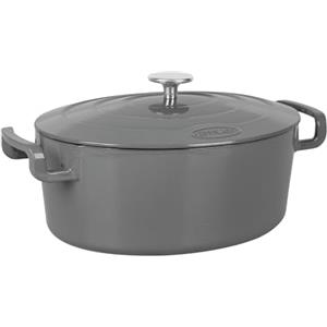 Sitram 715407 COCOTTE Sitrabella Ovale in ghisa smaltata L31 cm - 6,5 litri - Esterno smaltato Grigio interno Bianco - Adatta a tutte le fonti di calore compresa l'induzione - Ideale per pasti da 5-7