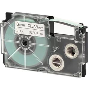Casio Nastro 6mm x 8mt Nero su Trasparente per Etichettatrice